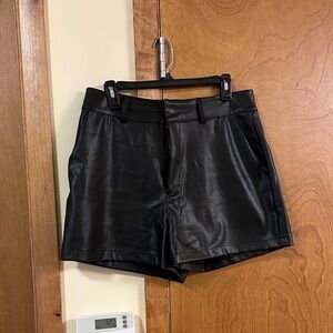 Fashion Nova High Waist Black Leather Shorts